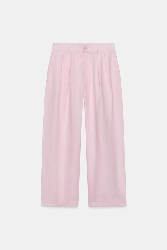 БРЮКИ СО СКЛАДКАМИ ИЗ 100% ЛЬНА — коллекция Zara «ZW»