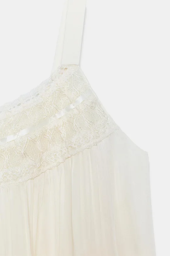 АТЛАСНЫЙ ТОП С КРУЖЕВОМ — коллекция Zara «ZW»