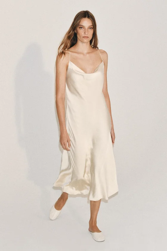 АТЛАСНОЕ ПЛАНЬЕ-КОМБИНАЦИЯ коллекция Zara «ZW»