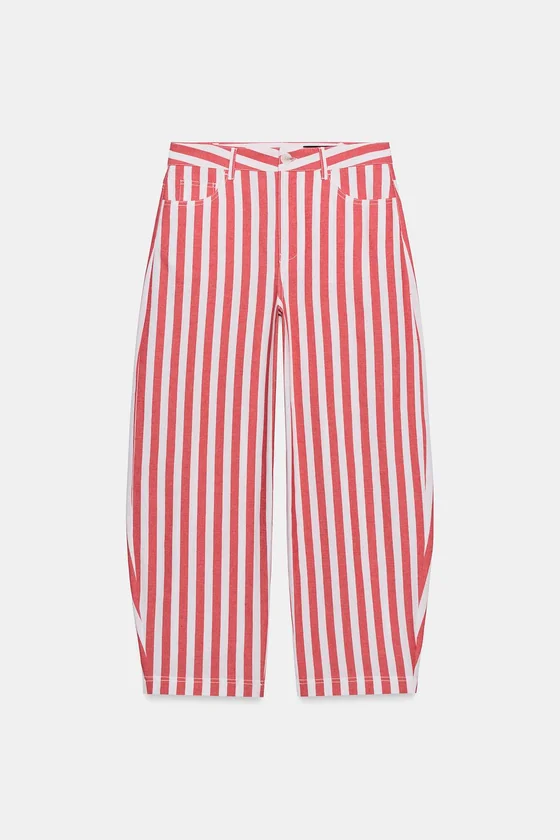 ЗАУЖЕННЫЕ ДЖИНСЫ В ПОЛОСКУ — коллекция Zara «ZW»