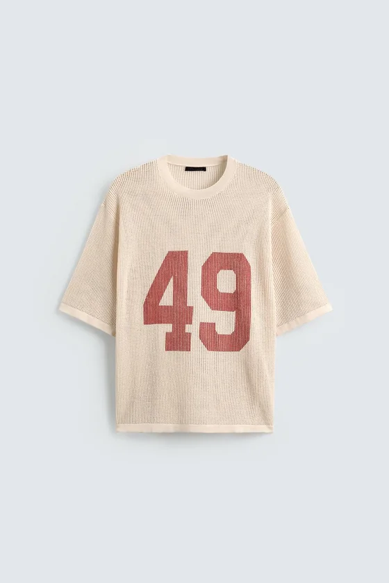 ФУТБОЛКА ИЗ СЕТЧАТОЙ ТКАНИ С НОМЕРОМ