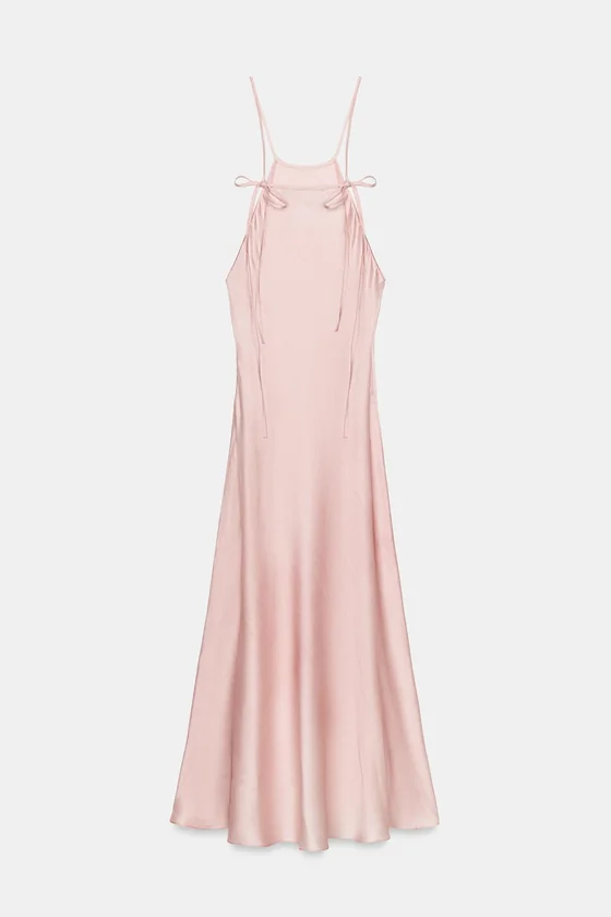 АТЛАСНОЕ ПЛАТЬЕ ХАЛТЕР коллекция Zara «ZW»