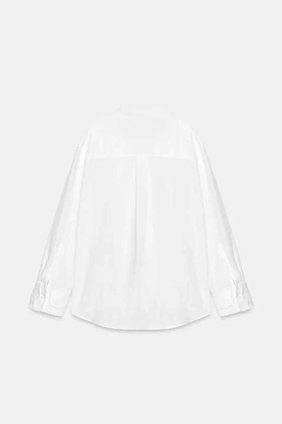 РУБАШКА С НАВЕСНЫМИ ПЕТЛЯМИ ИЗ 100% ЛЬНА — коллекция Zara «ZW»