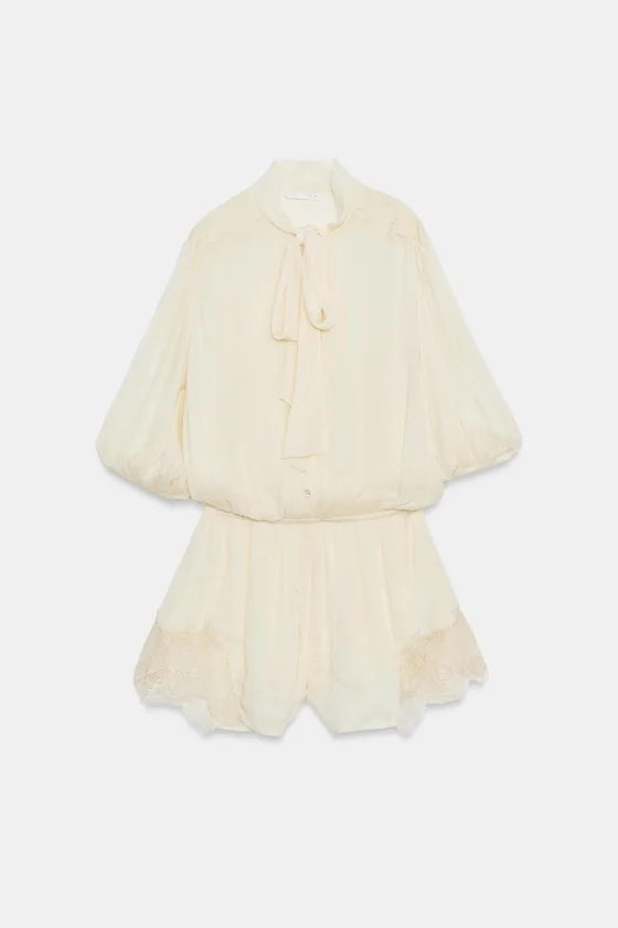 КОРОТКИЙ КОМБИНЕЗОН С КРУЖЕВОМ — коллекция Zara «ZW»