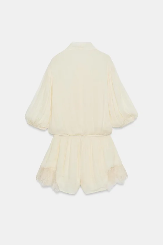 КОРОТКИЙ КОМБИНЕЗОН С КРУЖЕВОМ — коллекция Zara «ZW»