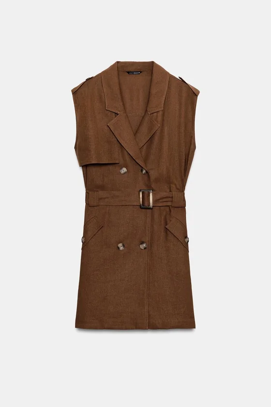 КОРОТКОЕ ПЛАТЬЕ ИЗ ЛЬНА С ПОЯСОМ