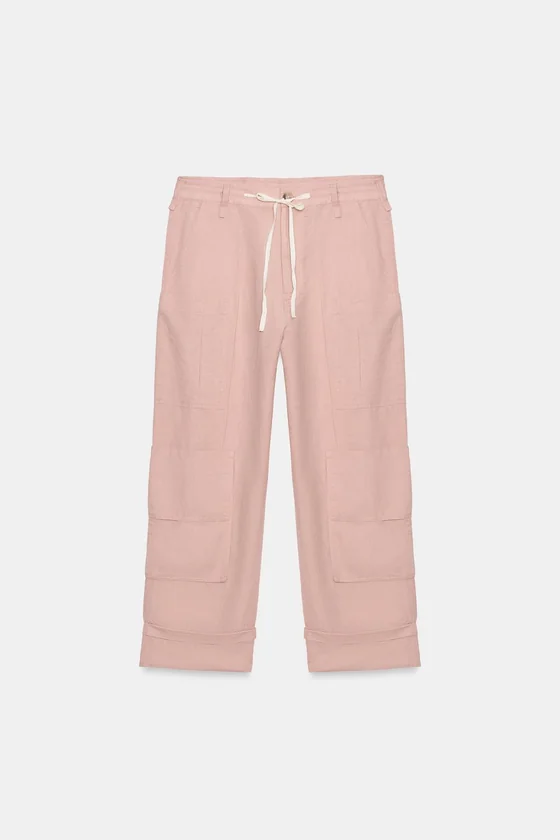 БРЮКИ КАРГО ИЗ СМЕСОВОГО ЛЬНА — коллекция Zara «ZW»