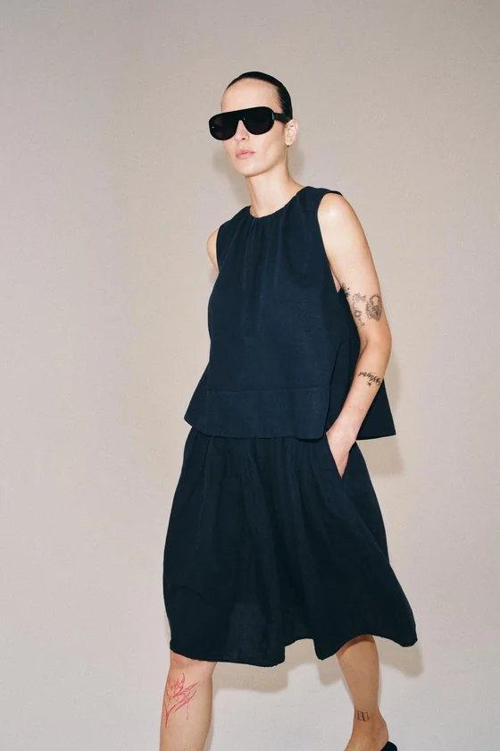 ЮБКА МИДИ ИЗ ЛЬНА — коллекция Zara «ZW»