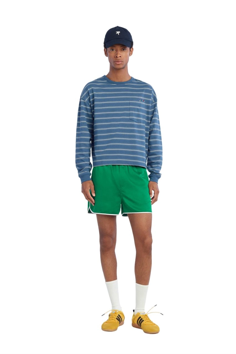 ФУТБОЛКА В ПОЛОСКУ С КАРМАНОМ И ВЫШИВКОЙ