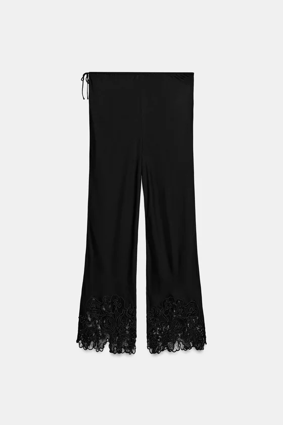 АТЛАСНЫЕ БРЮКИ С ВЫШИВКОЙ — коллекция Zara «ZW»