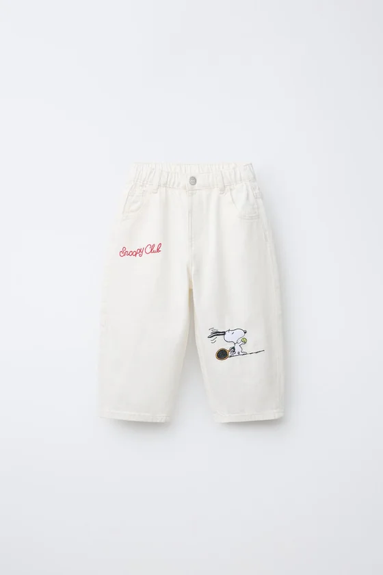 СВОБОДНЫЕ БРЮКИ ИЗ САРЖИ С ВЫШИВКОЙ SNOOPY PEANUTS™