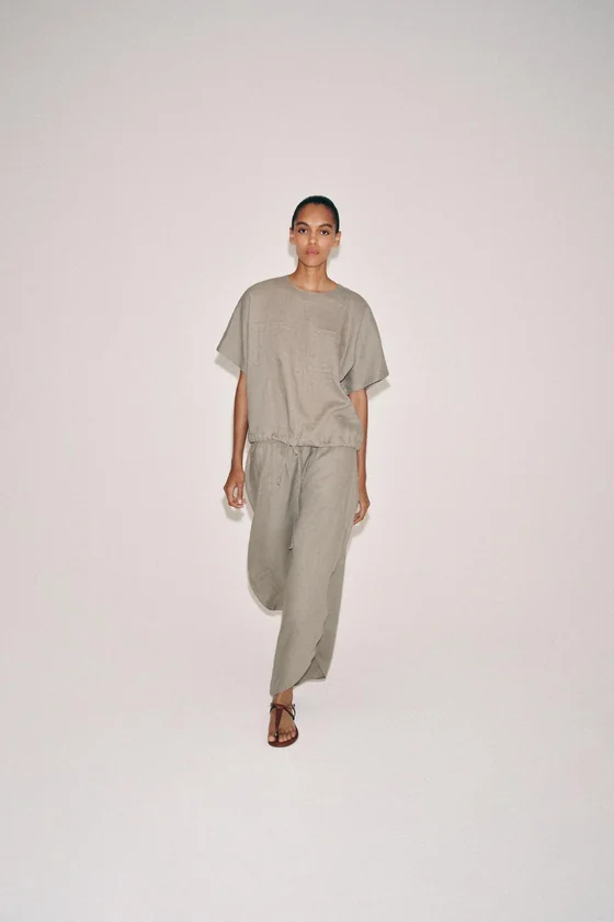 БРЮКИ ИЗ 100% ЛЬНА С РАЗРЕЗАМИ — коллекция Zara «ZW»