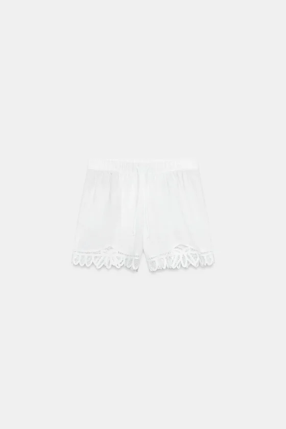 ШОРТЫ С ВЫШИВКОЙ ИЗ ЛЬНА — коллекция Zara «ZW»