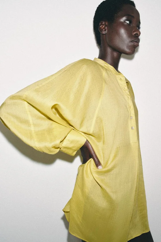 РУБАШКА ОВЕРСАЙЗ ИЗ РАМИ И ЛИОЦЕЛЛА коллекция Zara «ZW»