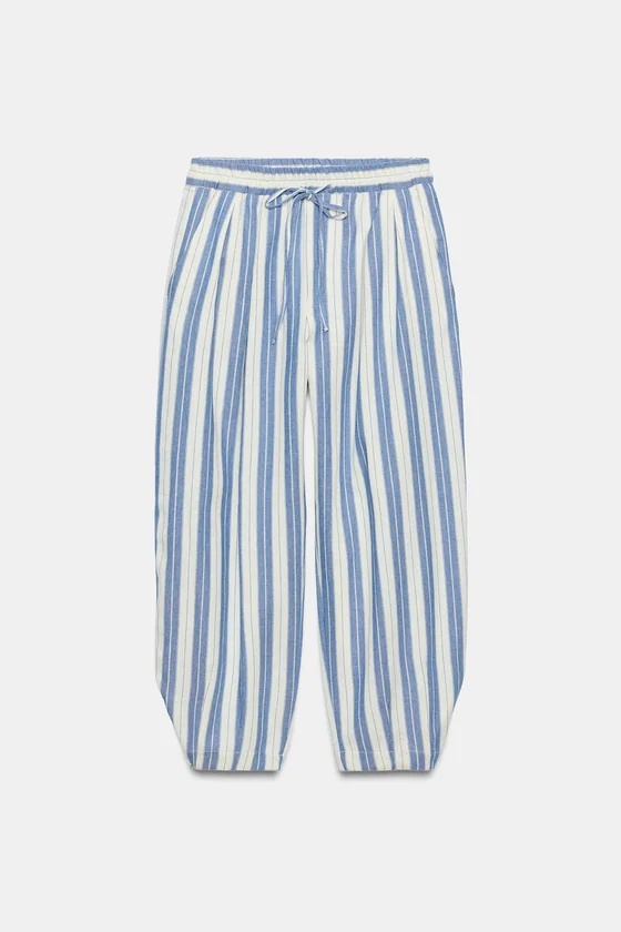 БРЮКИ В ПОЛОСКУ В ПИЖАМНОМ СТИЛЕ — коллекция Zara «ZW»