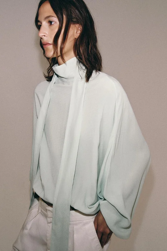 РУБАШКА С ЗАВЯЗКАМИ коллекция Zara «ZW»