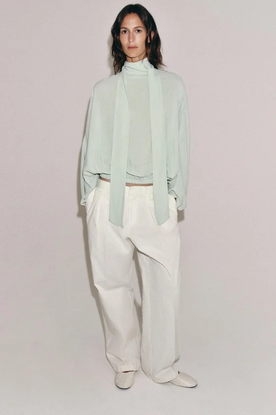 РУБАШКА С ЗАВЯЗКАМИ коллекция Zara «ZW»