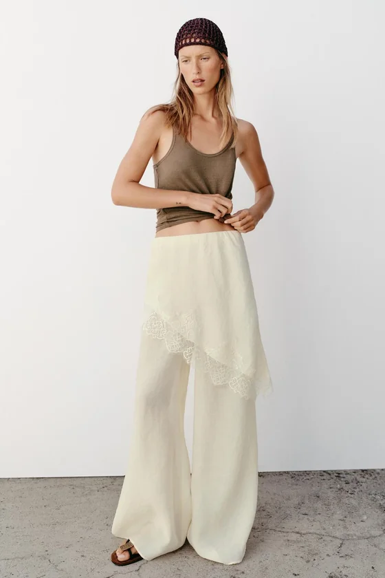 ШИРОКИЕ БРЮКИ ПАРЕО С КРУЖЕВОМ