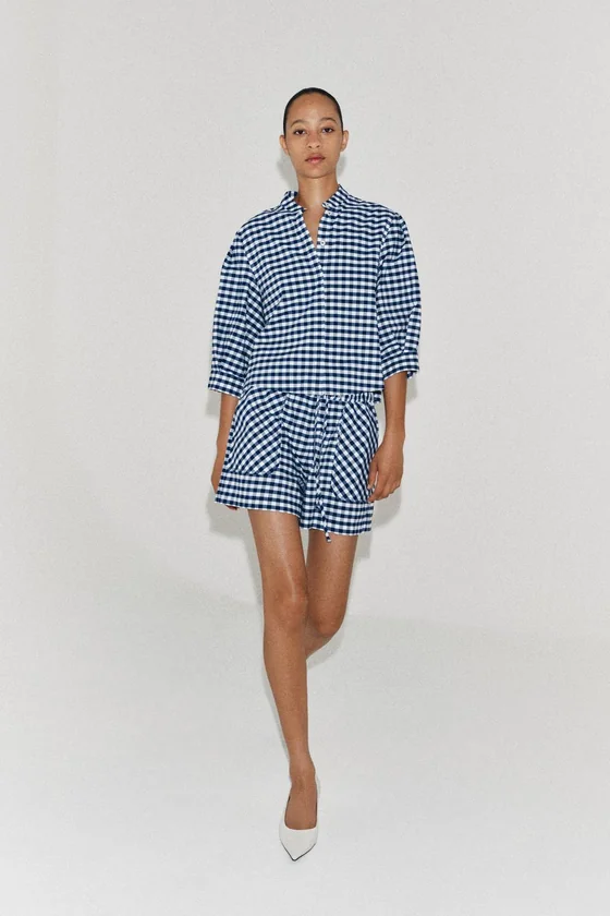 ШОРТЫ В КЛЕТКУ ВИШИ — коллекция Zara «ZW»