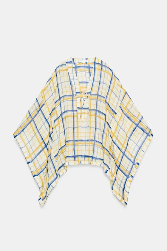 ТУНИКА ИЗ 100% РАМИ В КЛЕТКУ — коллекция Zara «ZW»