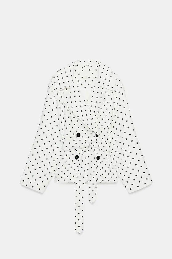 КУРТКА-ТРЕНЧ С ПОЯСОМ В ГОРОШЕК