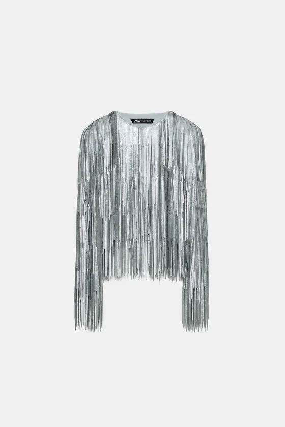 КУРТКА С БАХРОМОЙ И ПАЙЕТКАМИ — коллекция Zara «ZW»