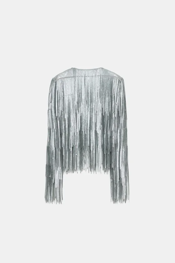 КУРТКА С БАХРОМОЙ И ПАЙЕТКАМИ — коллекция Zara «ZW»