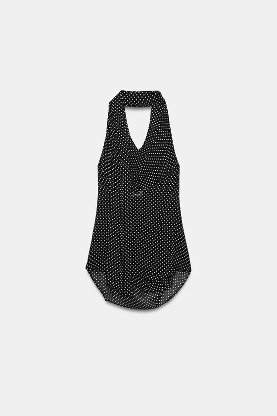 ТОП С ГОРЛОВИНОЙ ХАЛТЕР И ГОРОШКОМ — коллекция Zara «ZW»