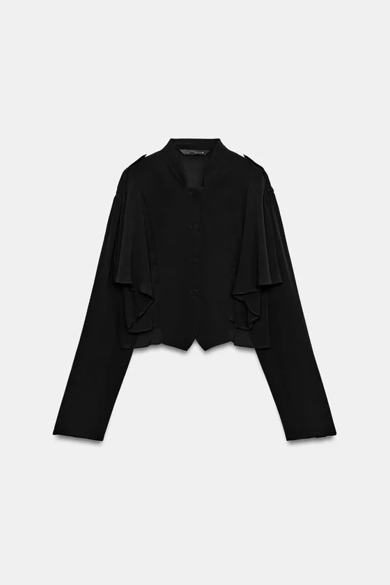 УКОРОЧЕННАЯ РУБАШКА С ВОЛАНАМИ — коллекция Zara «ZW»