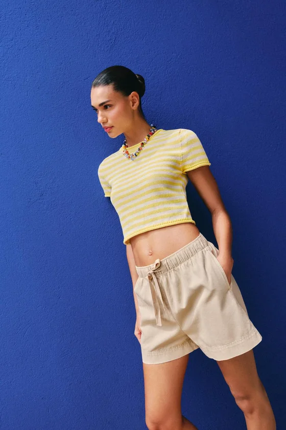 ШОРТЫ-БЕРМУДЫ ИЗ 100% ХЛОПКА С ЭЛАСТИЧНЫМ ПОЯСОМ