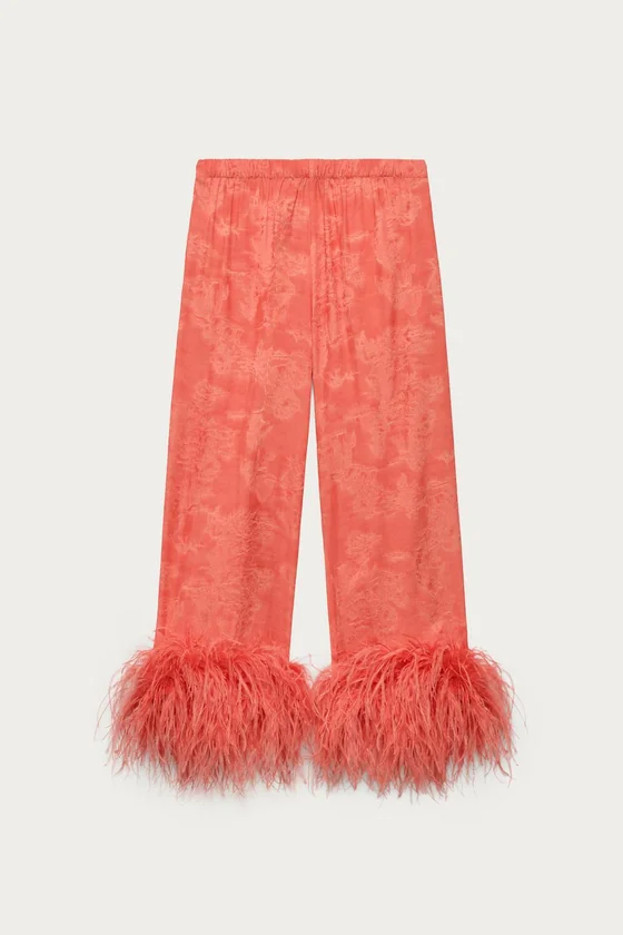 Брюки marisa berenson x zara с перьями
