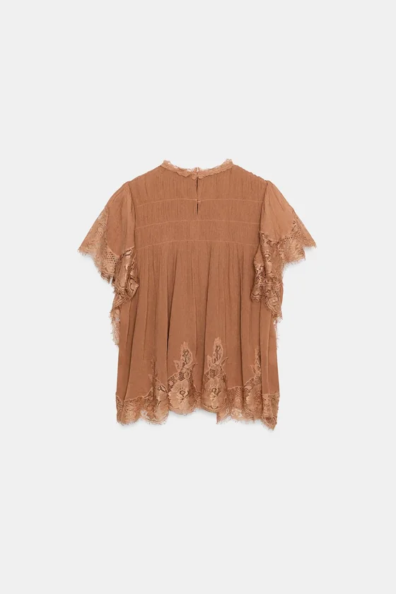 КРУЖЕВНОЙ ТОП С ВОЛАНАМИ — коллекция Zara «ZW»