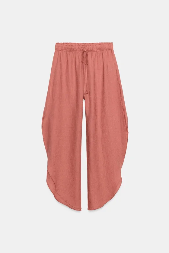 БРЮКИ ИЗ 100% ЛЬНА С РАЗРЕЗАМИ — коллекция Zara «ZW»