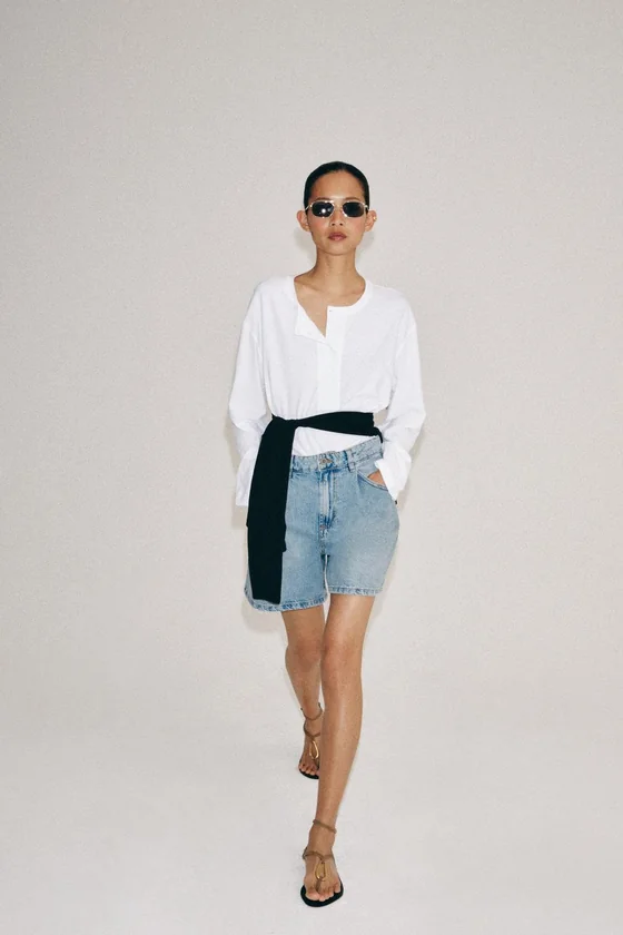 ДЕНИМОВЫЕ ШОРТЫ С ВЫСОКОЙ ПОСАДКОЙ — коллекция Zara «ZW»
