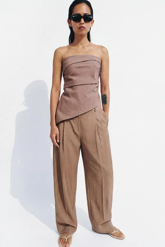 ТОП АСИММЕТРИЧНОГО КРОЯ ИЗ СМЕСОВОГО ЛЬНА — коллекция Zara «ZW»