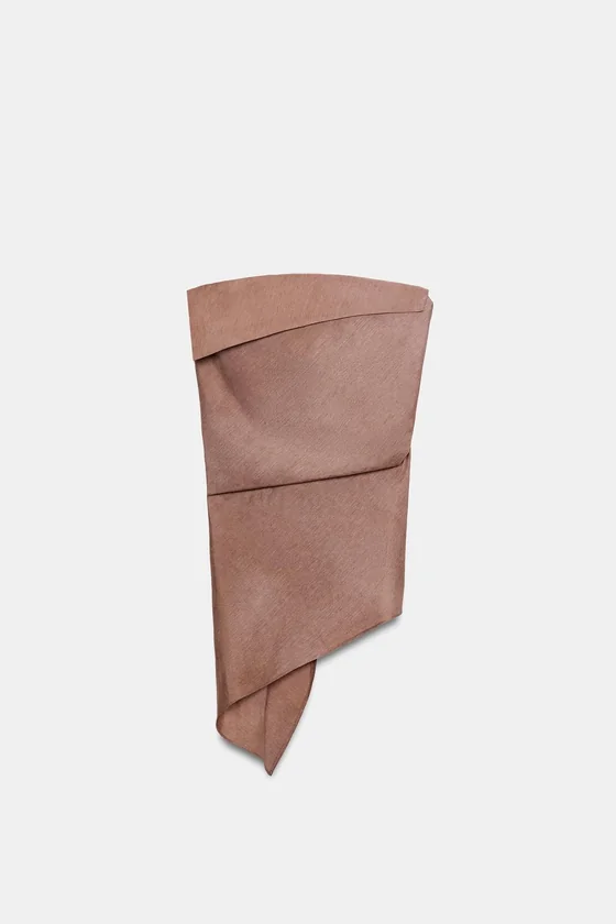 ТОП АСИММЕТРИЧНОГО КРОЯ ИЗ СМЕСОВОГО ЛЬНА — коллекция Zara «ZW»