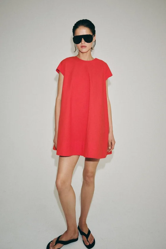 КОРОТКОЕ ПЛАТЬЕ ИЗ ПОПЛИНА — коллекция Zara «ZW»
