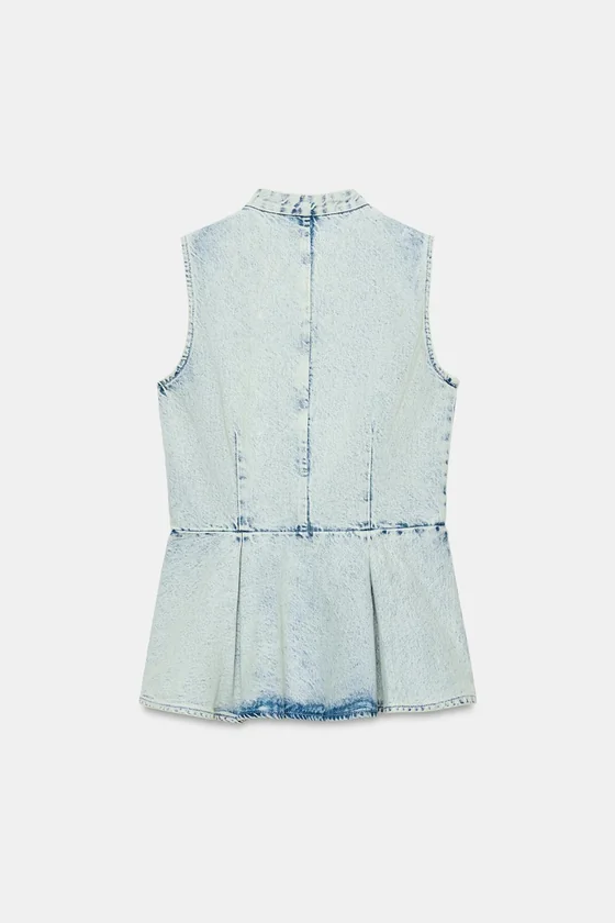 ДЖИНСОВЫЙ ЖИЛЕТ С НАВЕСНЫМИ ПЕТЛЯМИ — коллекция Zara «ZW»