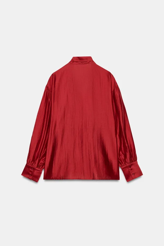 АТЛАСНАЯ РУБАШКА С ЗАВЯЗКАМИ — коллекция Zara «ZW»