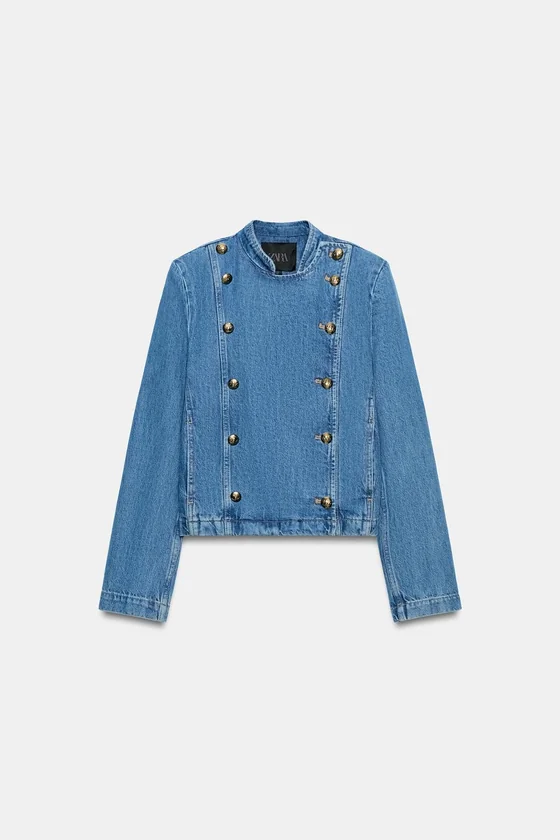 ДЖИНСОВАЯ КУРТКА С ПОДПЛЕЧНИКАМИ — коллекция Zara «ZW»