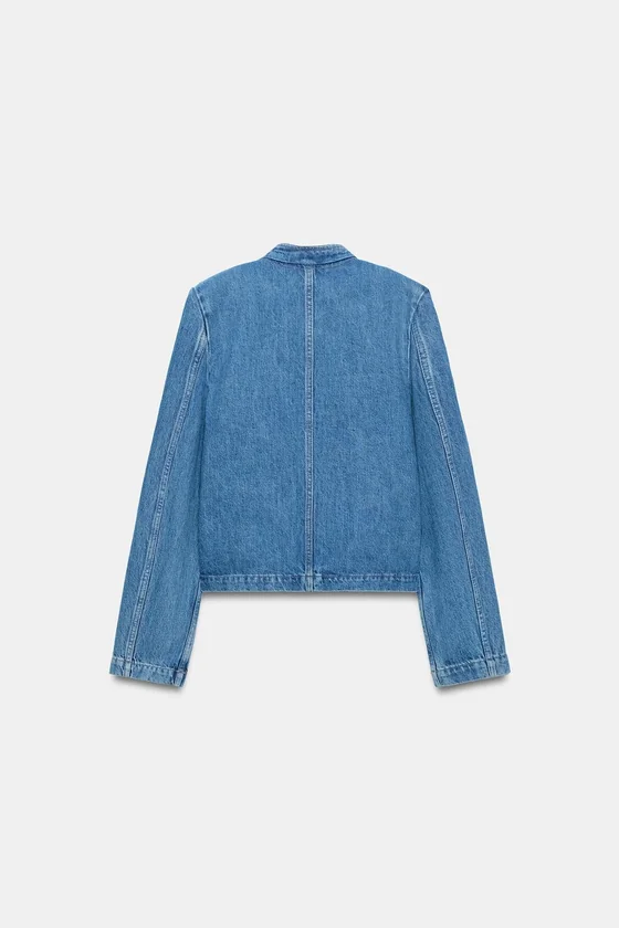 ДЖИНСОВАЯ КУРТКА С ПОДПЛЕЧНИКАМИ — коллекция Zara «ZW»