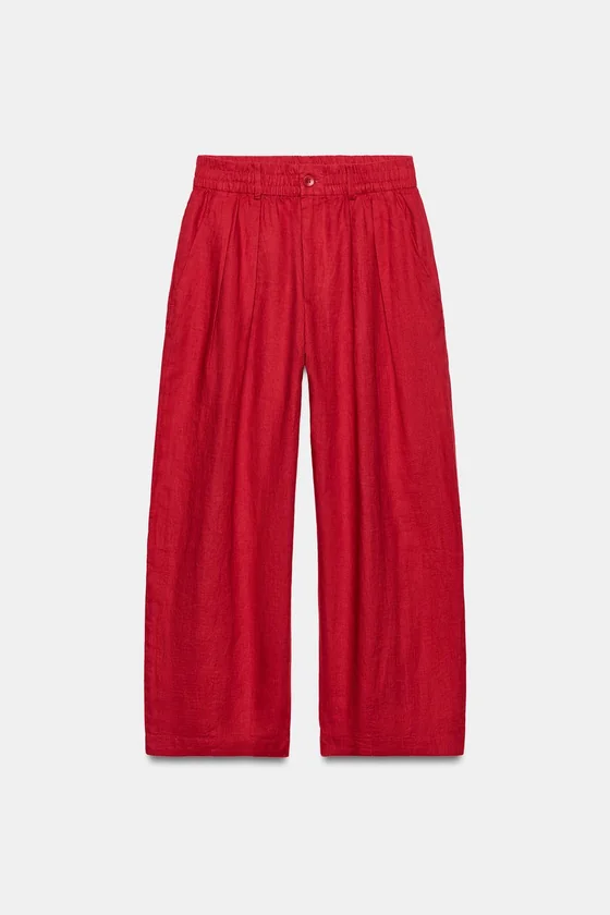 БРЮКИ ИЗ 100% ЛЬНА С ЗАЩИПАМИ — коллекция Zara «ZW»