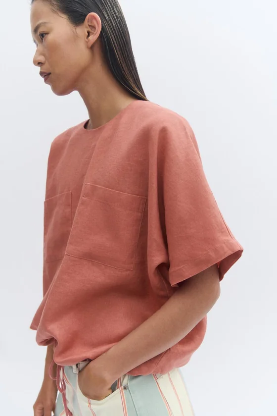 ТОП ИЗ 100% ЛЬНА НА ШНУРОВКЕ — коллекция Zara «ZW»