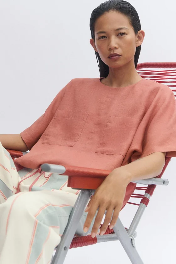 ТОП ИЗ 100% ЛЬНА НА ШНУРОВКЕ — коллекция Zara «ZW»