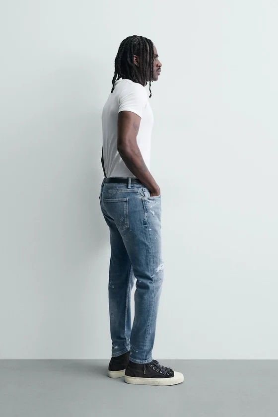 Узкие джинсы с потертостями skinny fit