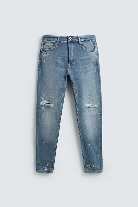 Узкие джинсы с потертостями skinny fit