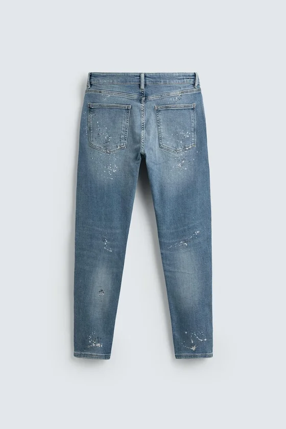 Узкие джинсы с потертостями skinny fit