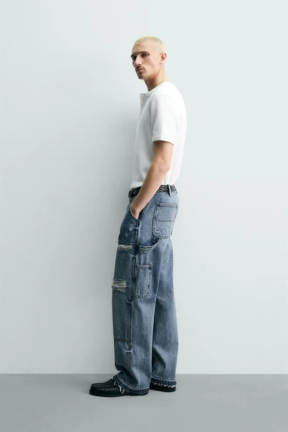Джинсы relaxed fit с карманом-портфелем