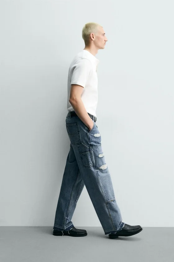Джинсы relaxed fit с карманом-портфелем
