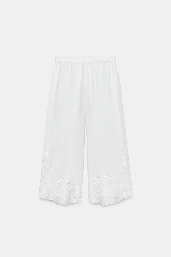 БРЮКИ С ВЫШИВКОЙ И ЛЬНОМ — коллекция Zara «ZW»